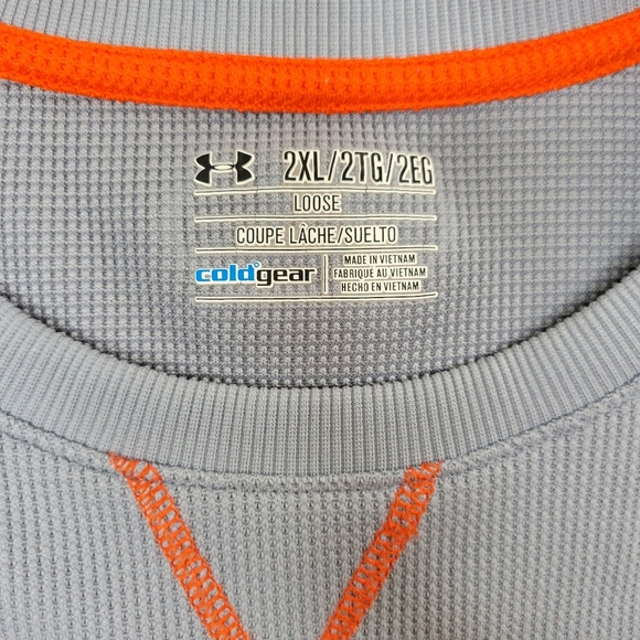Under Armour Men's Cold Gear Long Sleeve Thermal Shirt Gray/Orange Size 2XL - Picture 3 of 7